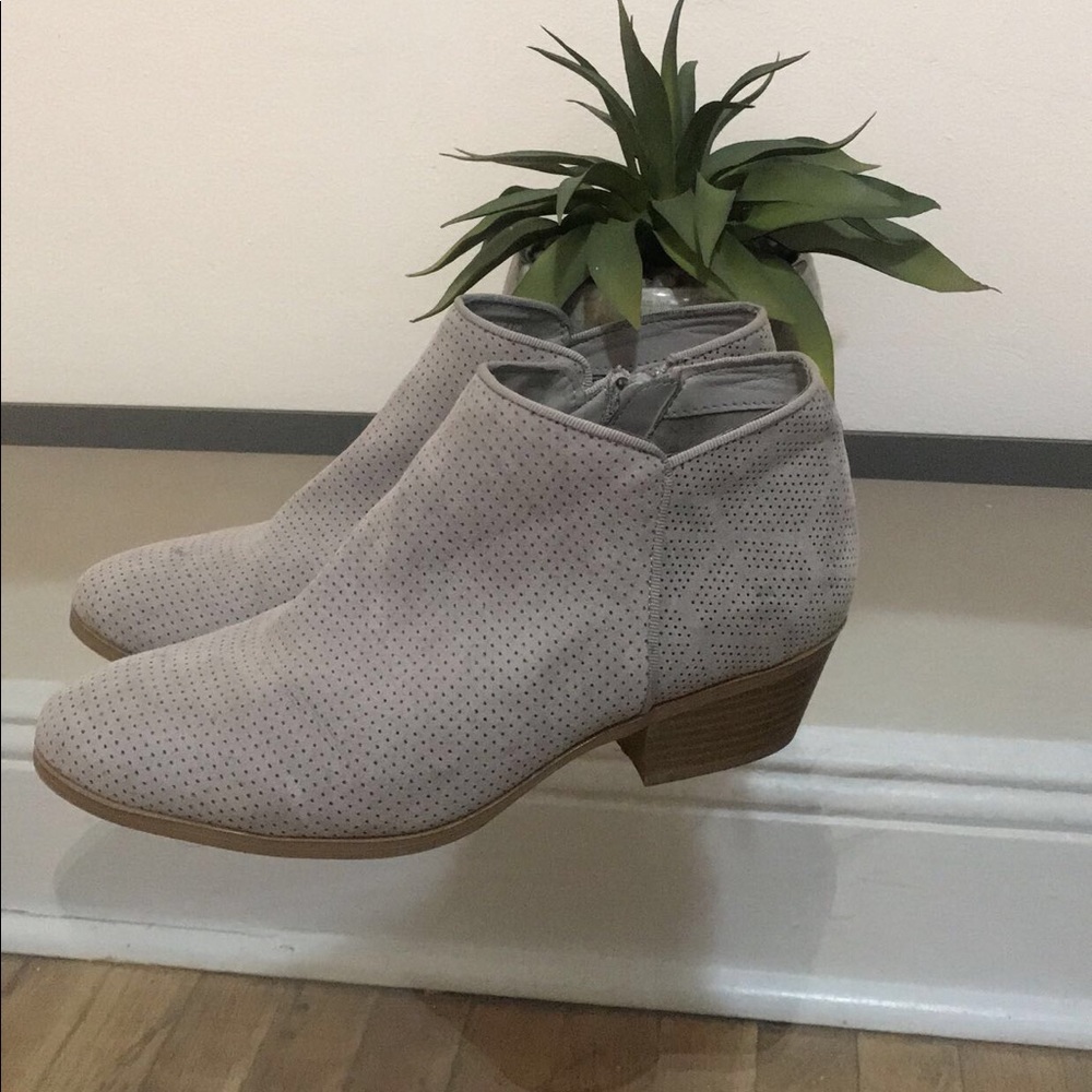 Gray suede ankle booties